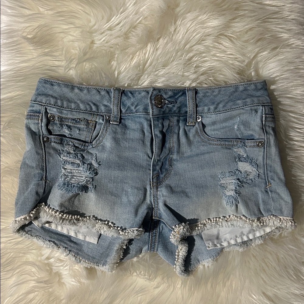 American Eagle Women's Shortie Shorts - Crochet Edge